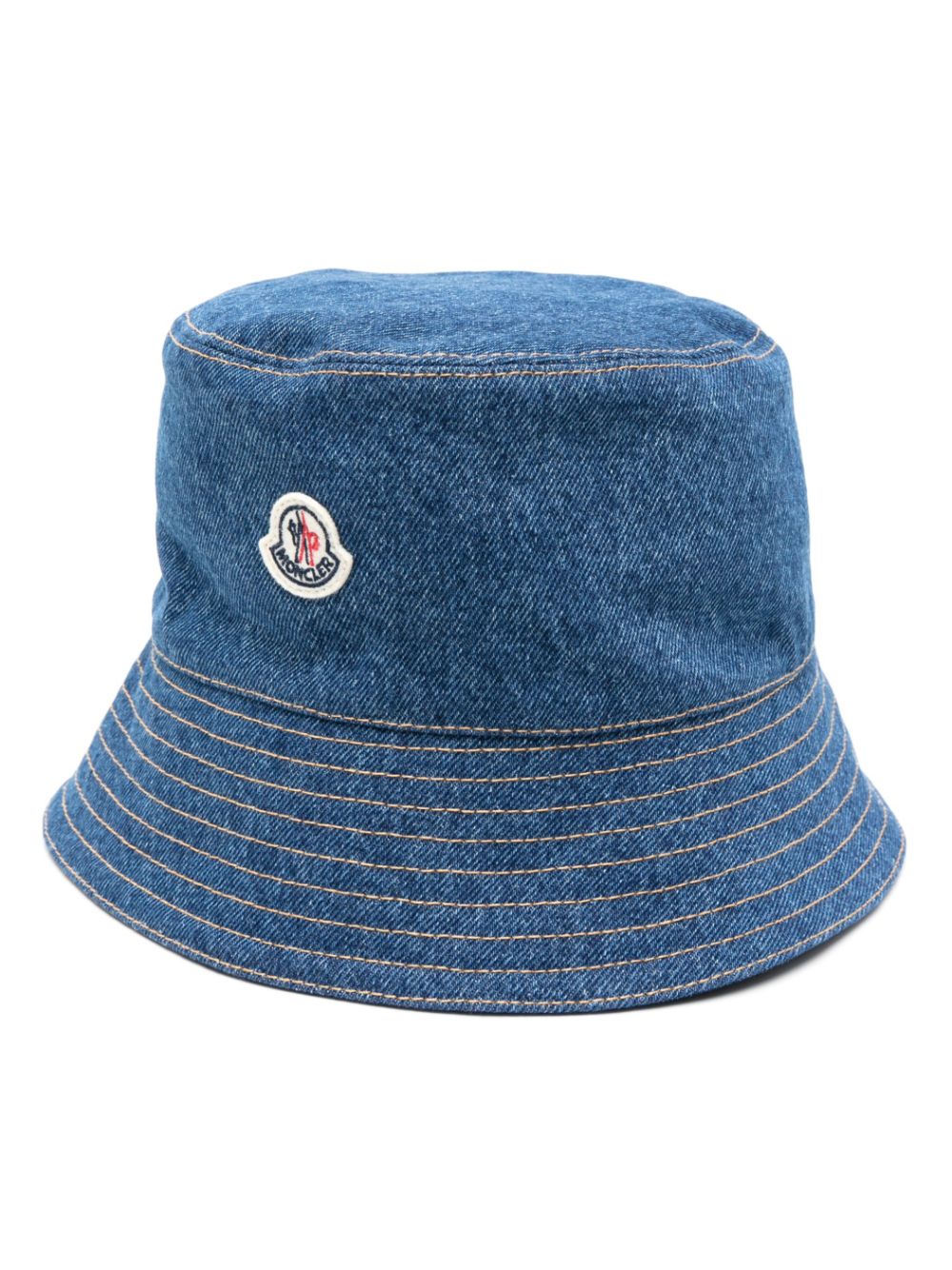 Logo-patch denim bucket hat - Blue