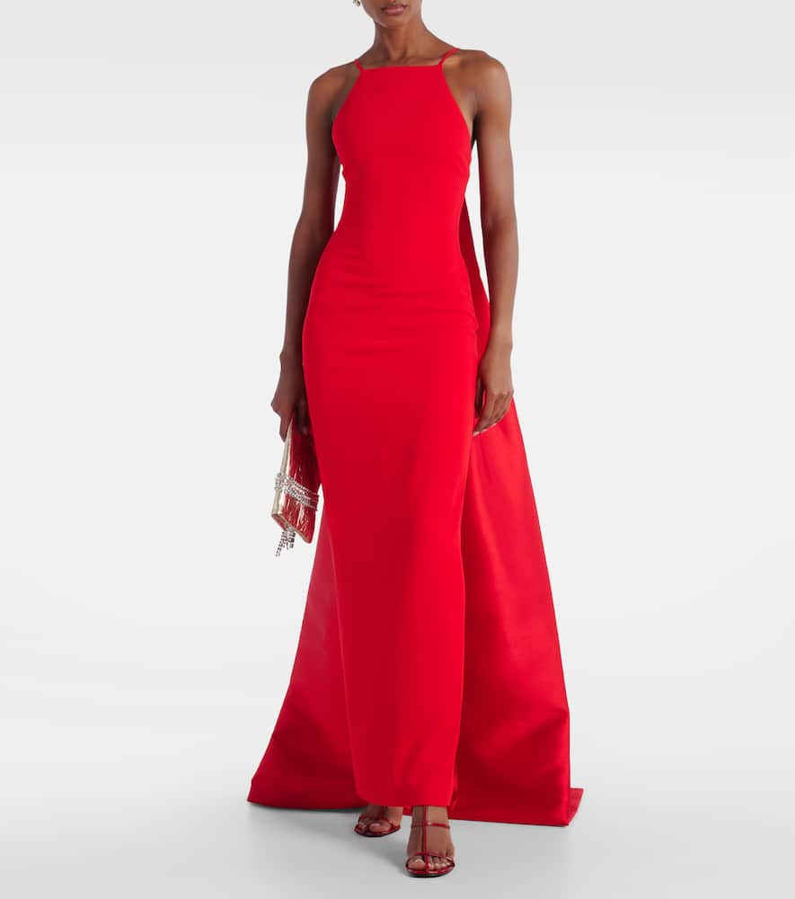 Ulla caped crêpe and satin gown