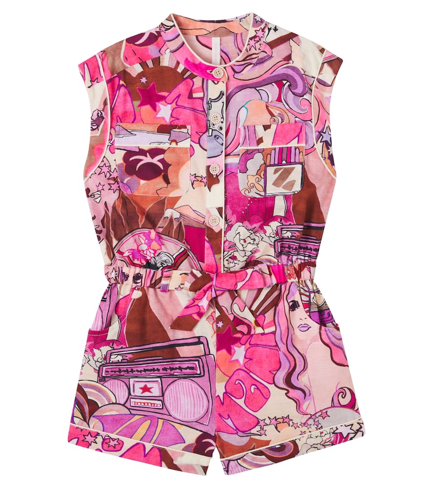 Printed cotton playsuit
