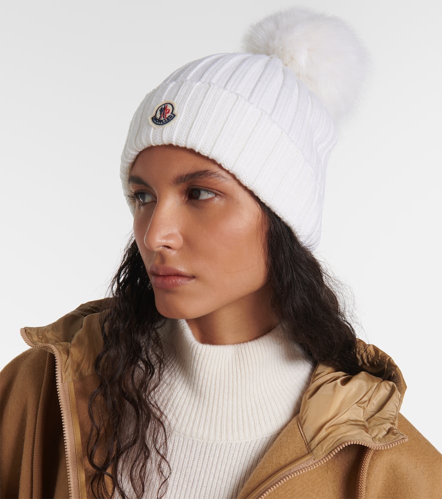 Logo faux fur-trimmed wool beanie