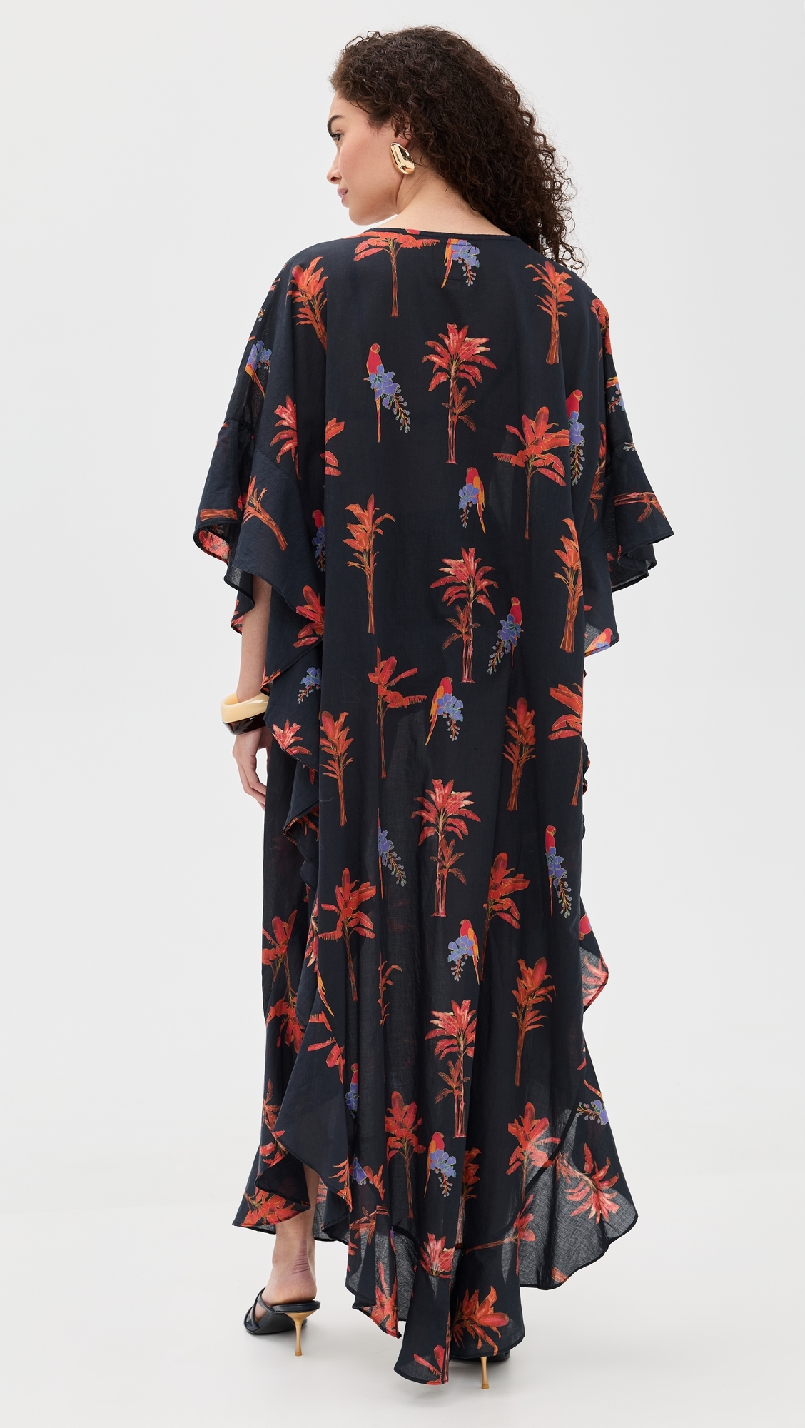 Marjorie Maxi Caftan Palm Forest Black One Size