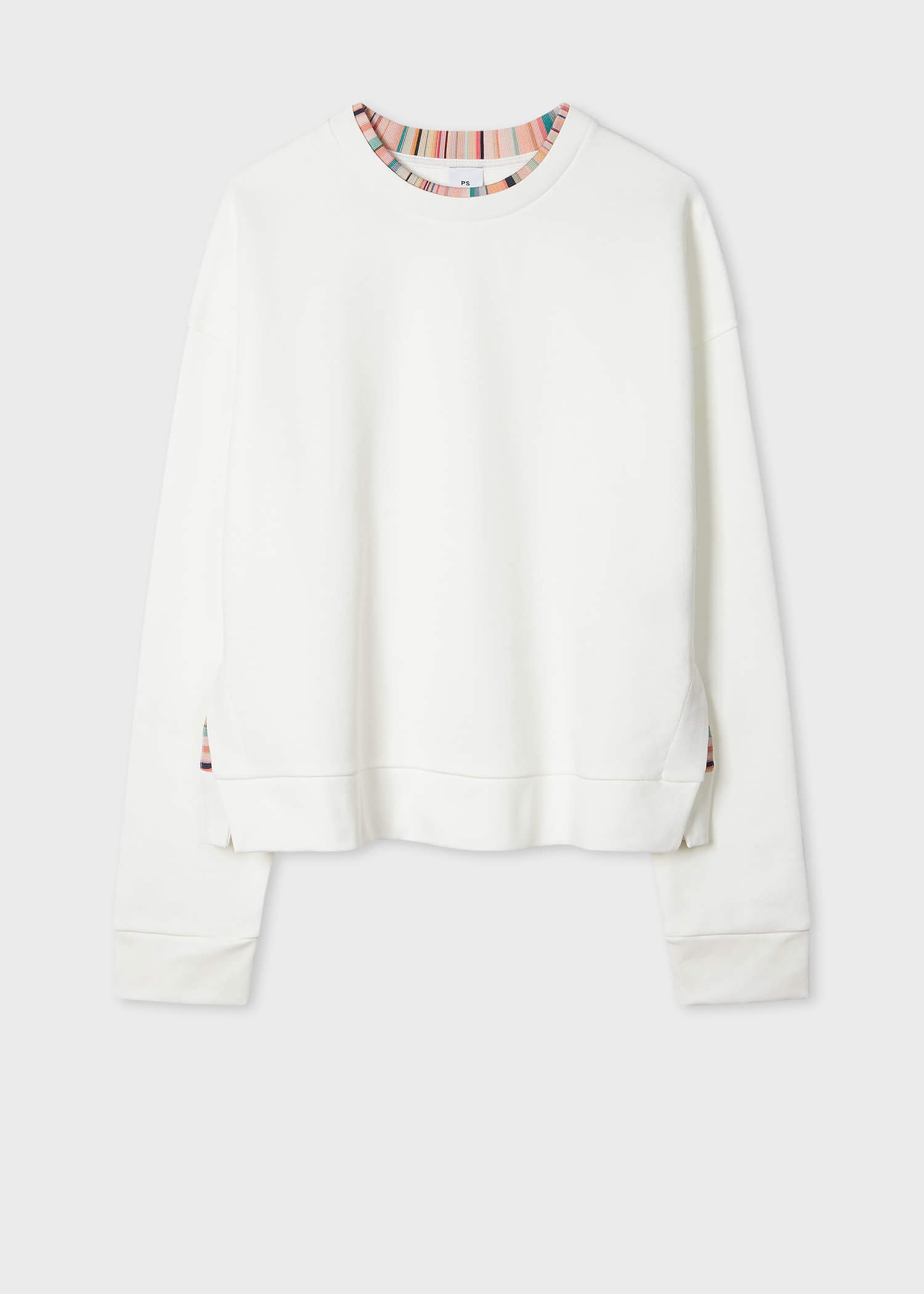 Women's Ecru Sweatshirt with 'Swirl' Trim White