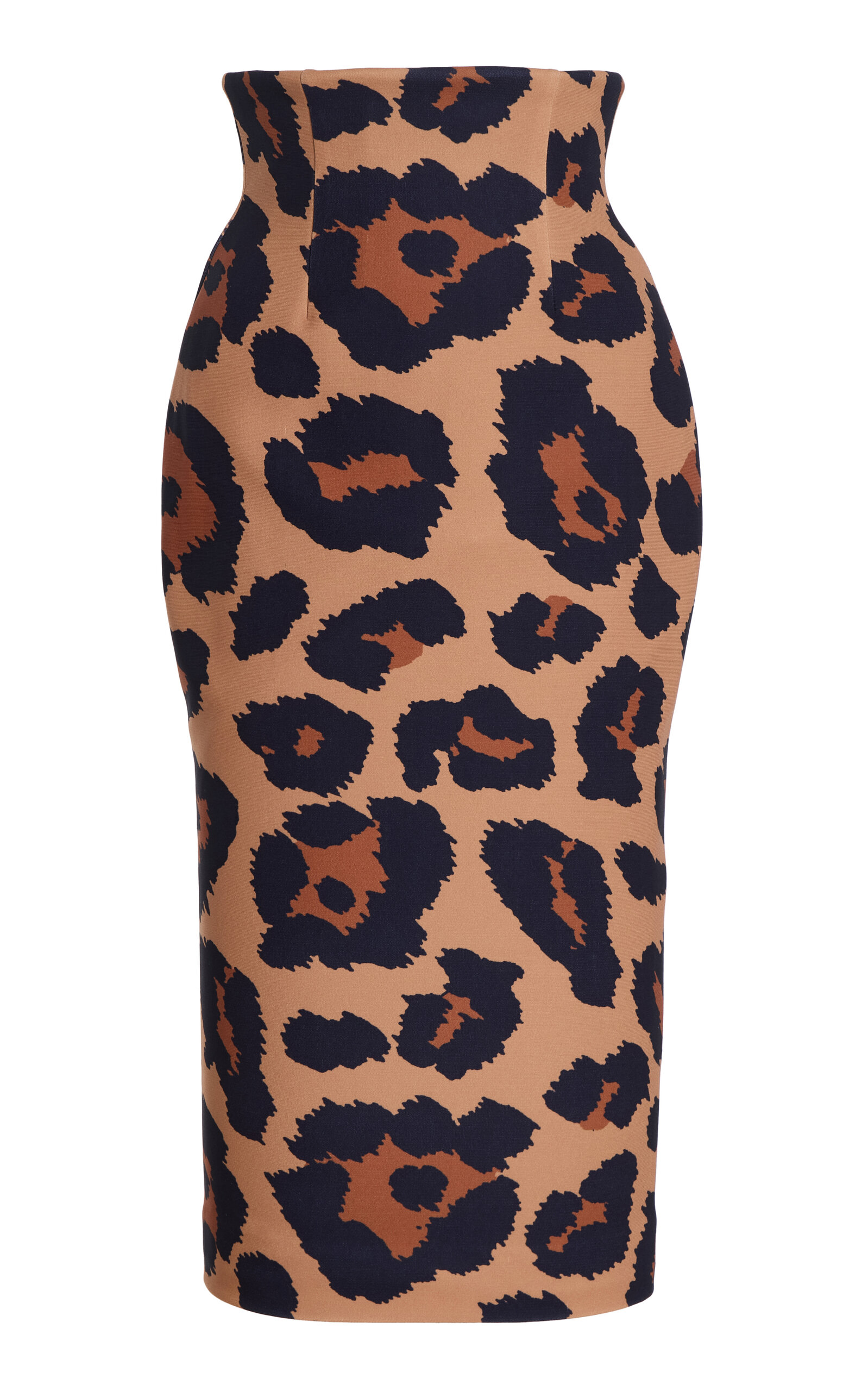 High Waisted Wool Crepe Pencil Skirt