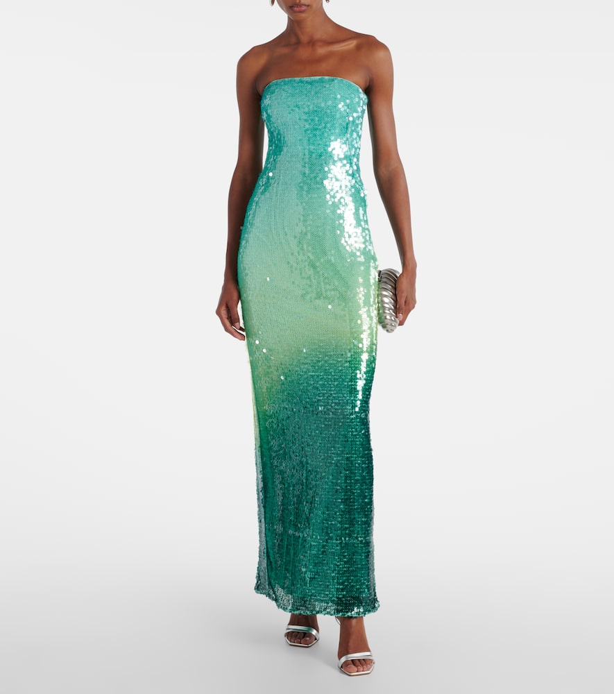 Translucent sequined semi-sheer gown