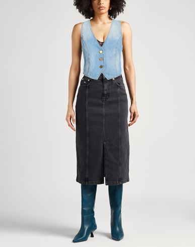 Woman Tailored Vest Blue Size 6 Cotton