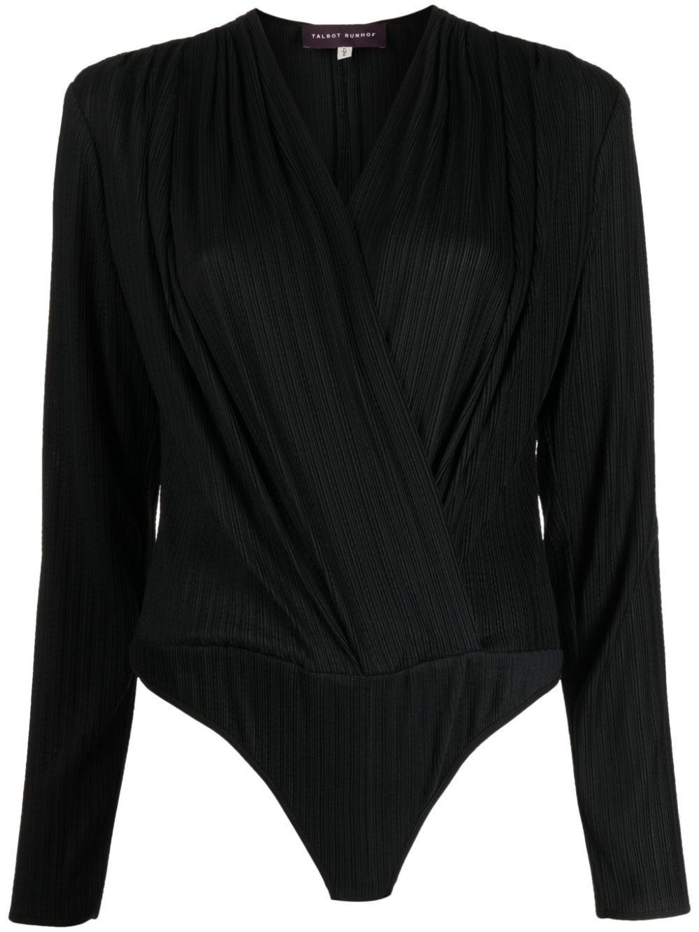 Ribbed-knit long-sleeve bodysuit - Black