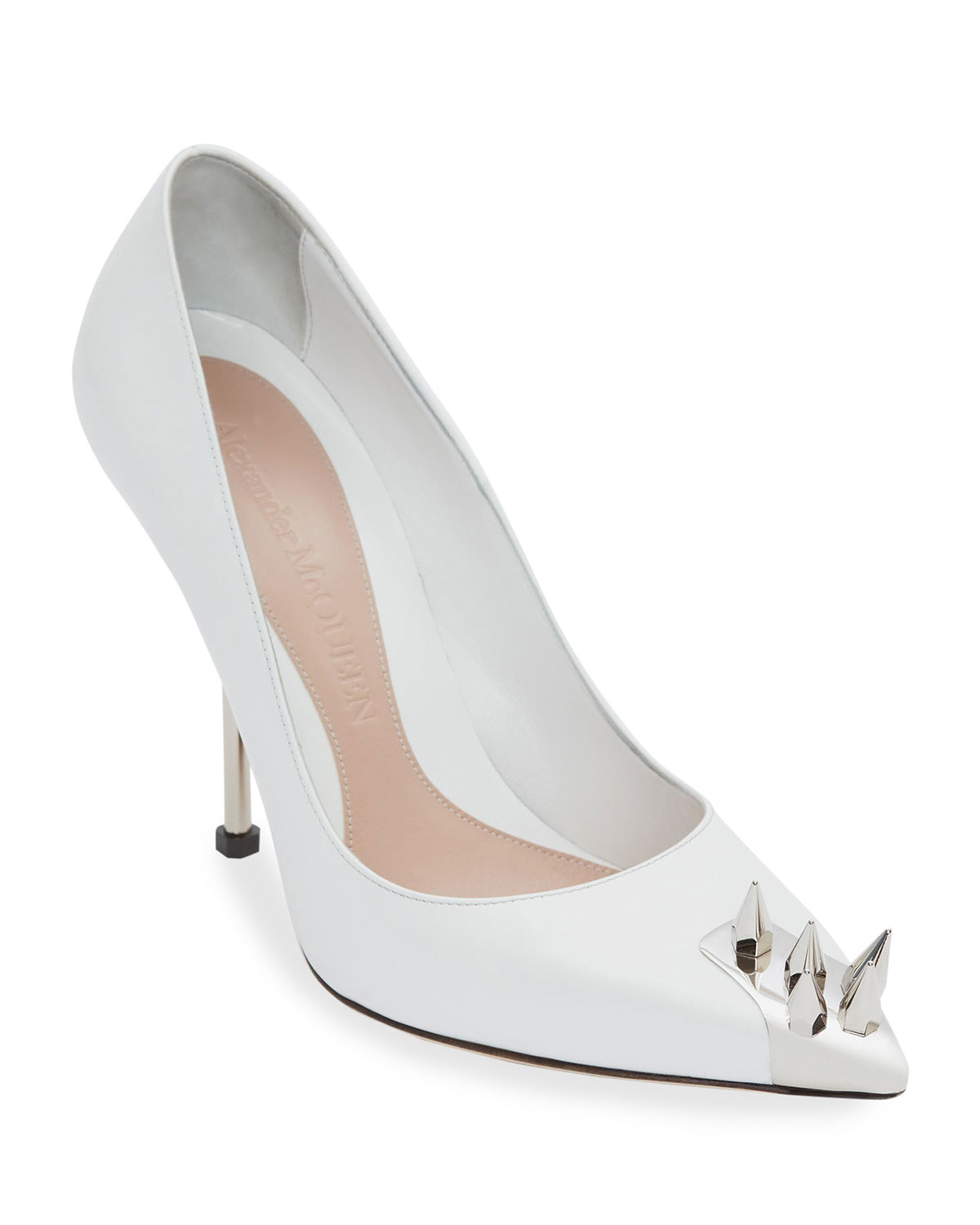 Punk Stud Pumps In White/silver