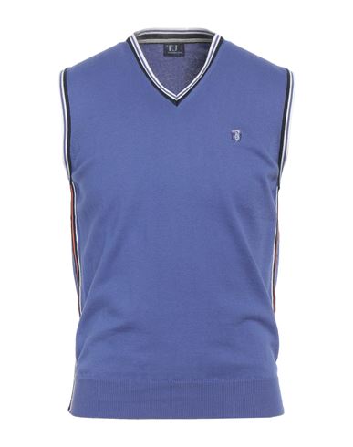 Man Sweater Bright blue Size L Cotton