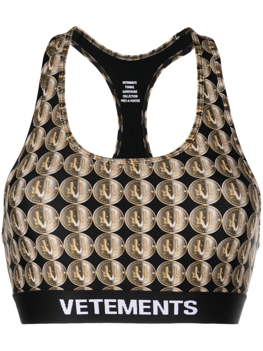 Logo-print racerback sports bra - Black