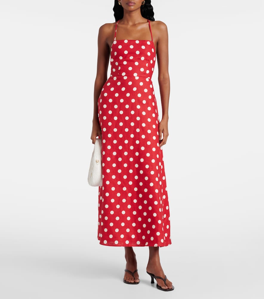 Lori polka-dot linen maxi dress