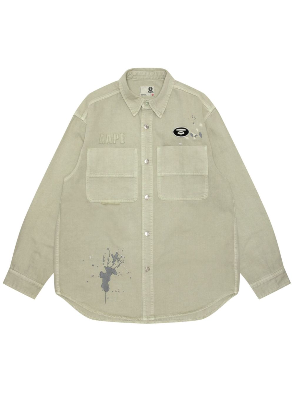 Logo-appliqué cotton shirt - Green