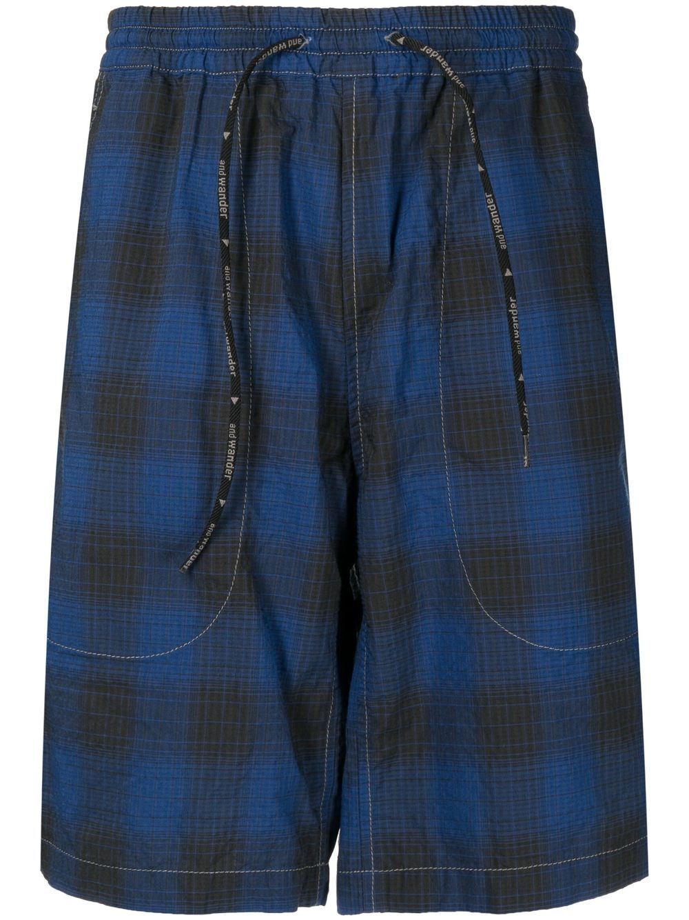 Check-print track shorts