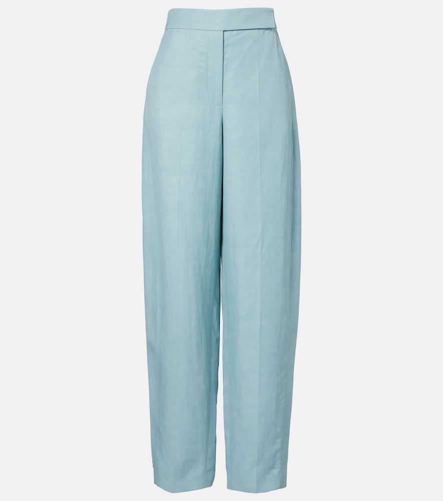 Aix chambray wide-leg pants