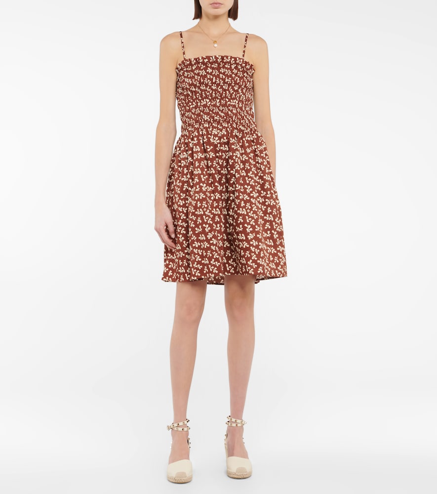 Tory Burch Printed smocked cotton minidress