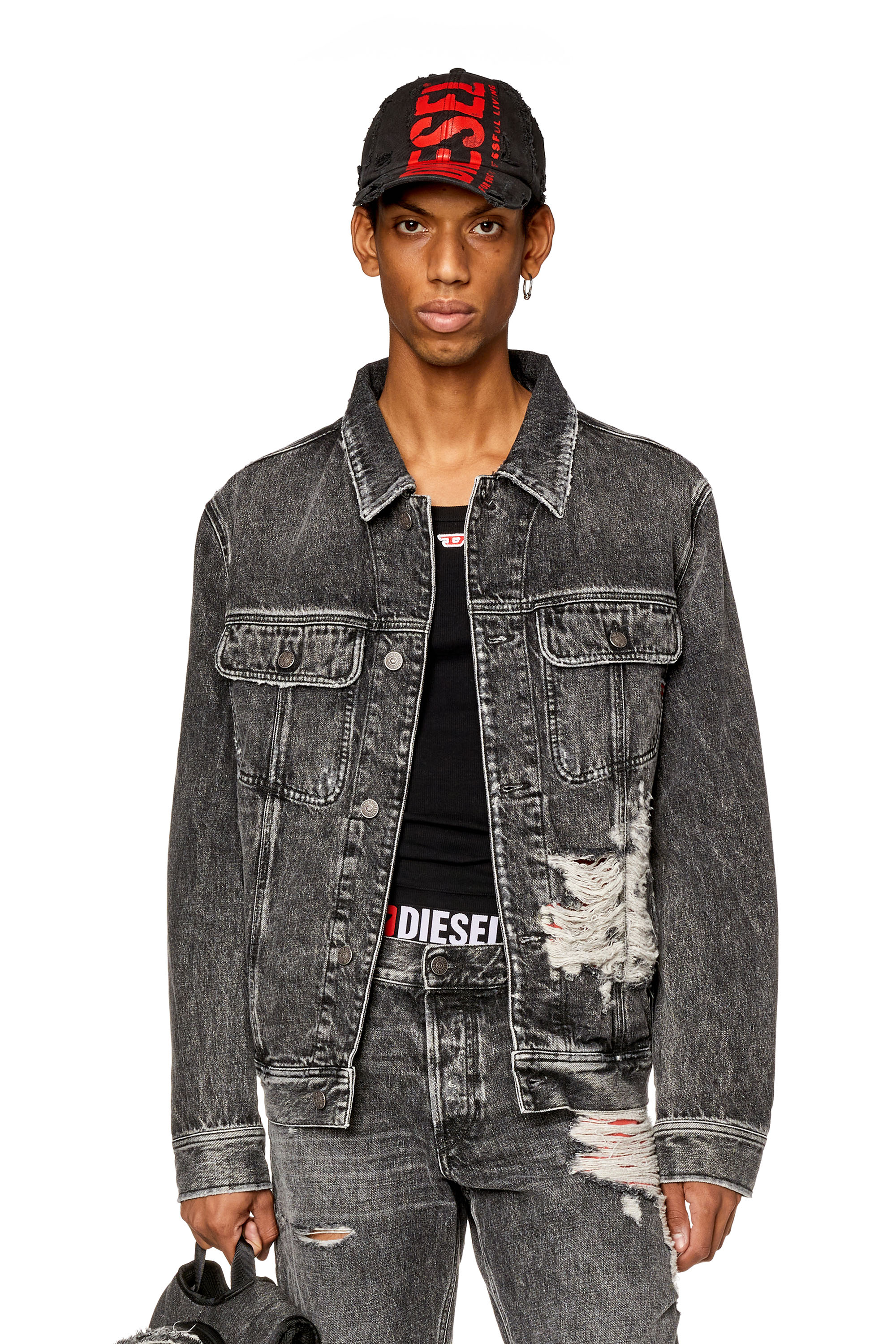 D-Barcy-S1 denim trucker jacket - Black