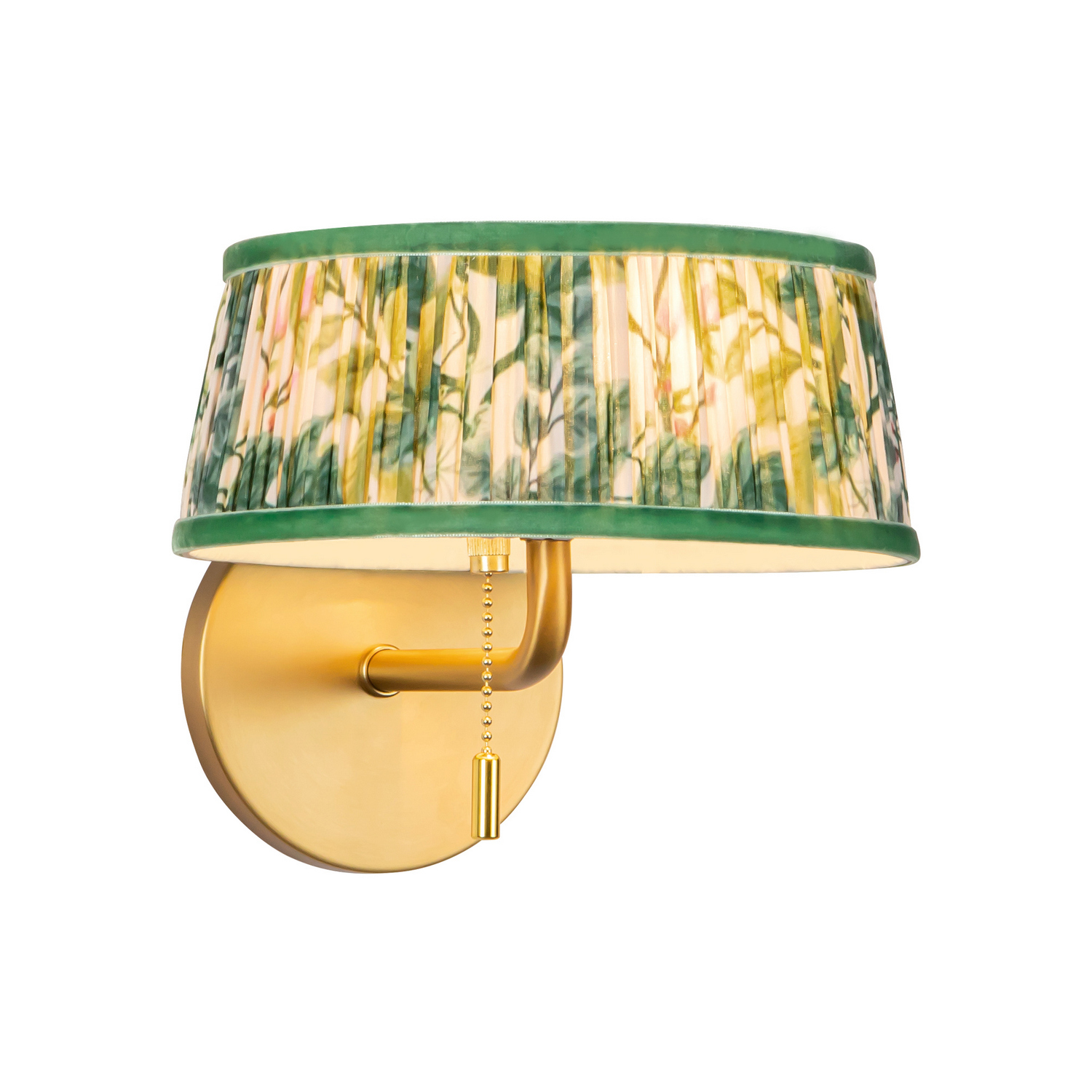 Brushed Gold Green Linen Bathroom Vanity Light from the Scout Collection