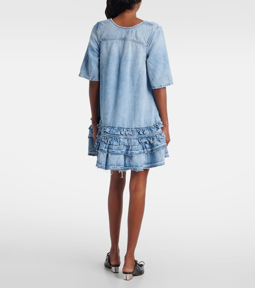 Ruffled denim minidress