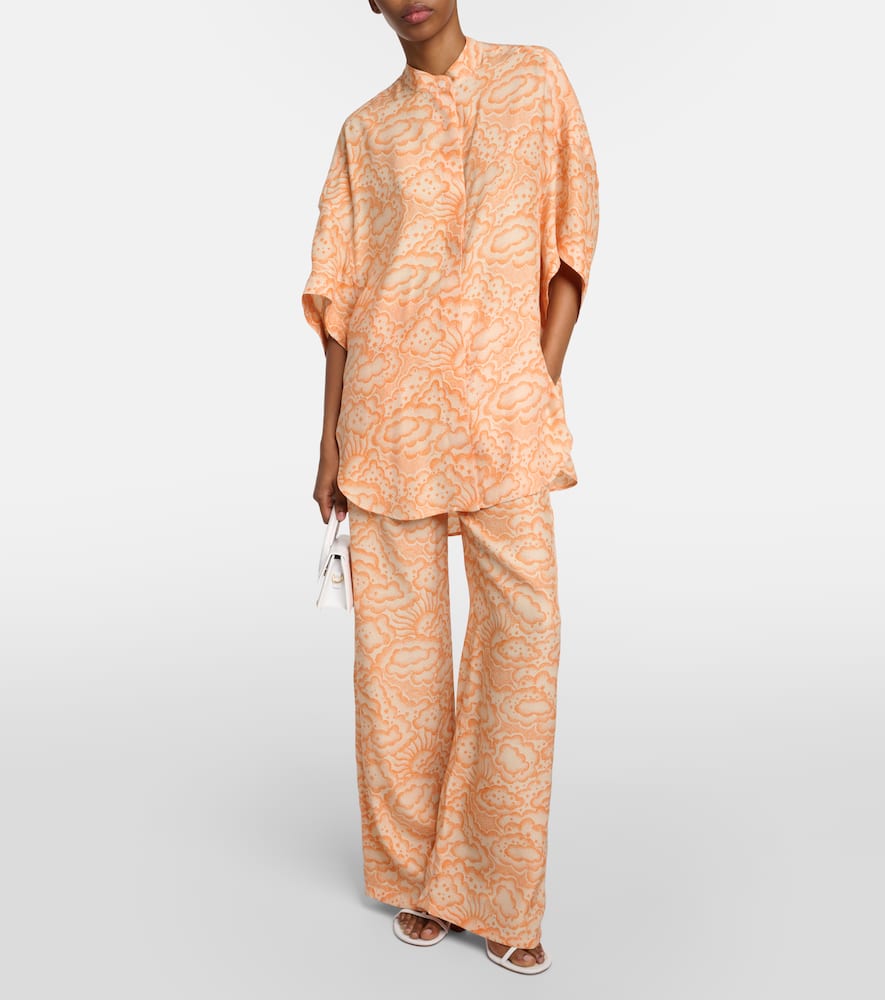 Mid-rise silk pants