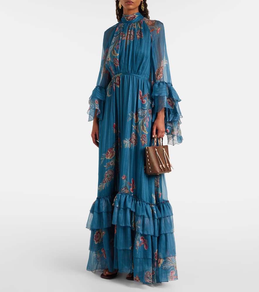Paisley silk chiffon gown