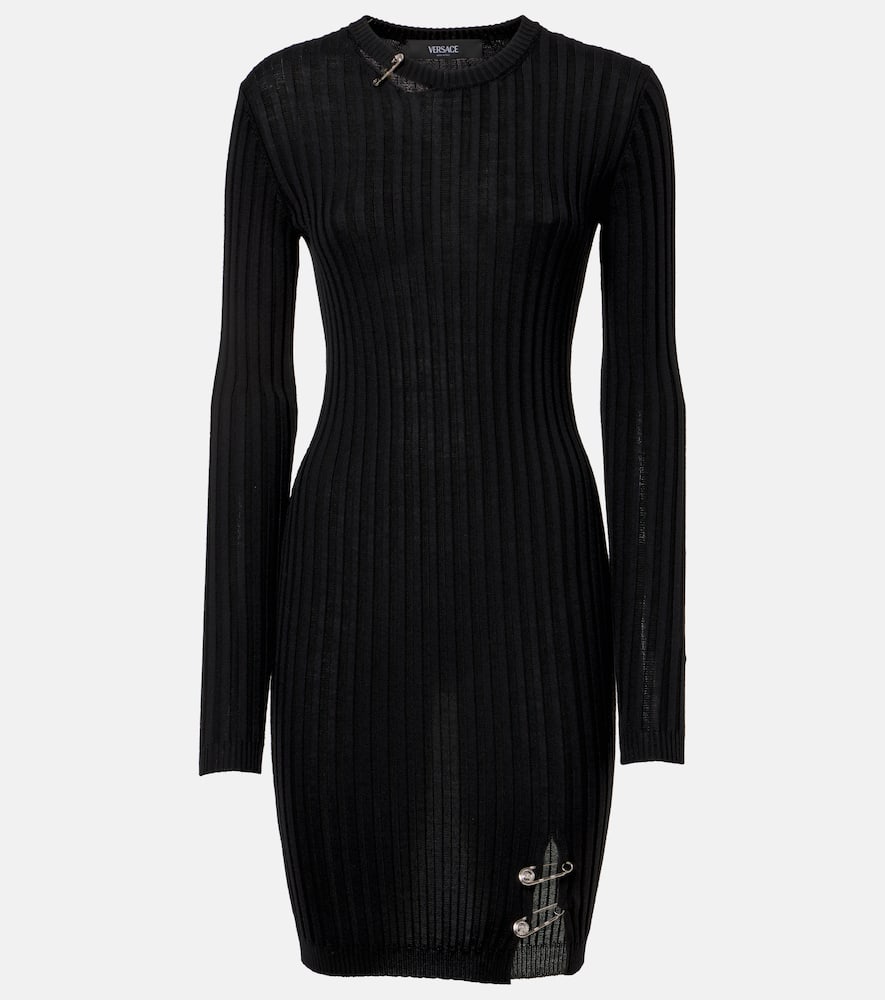 Safety Pin ribbed-knit minidress