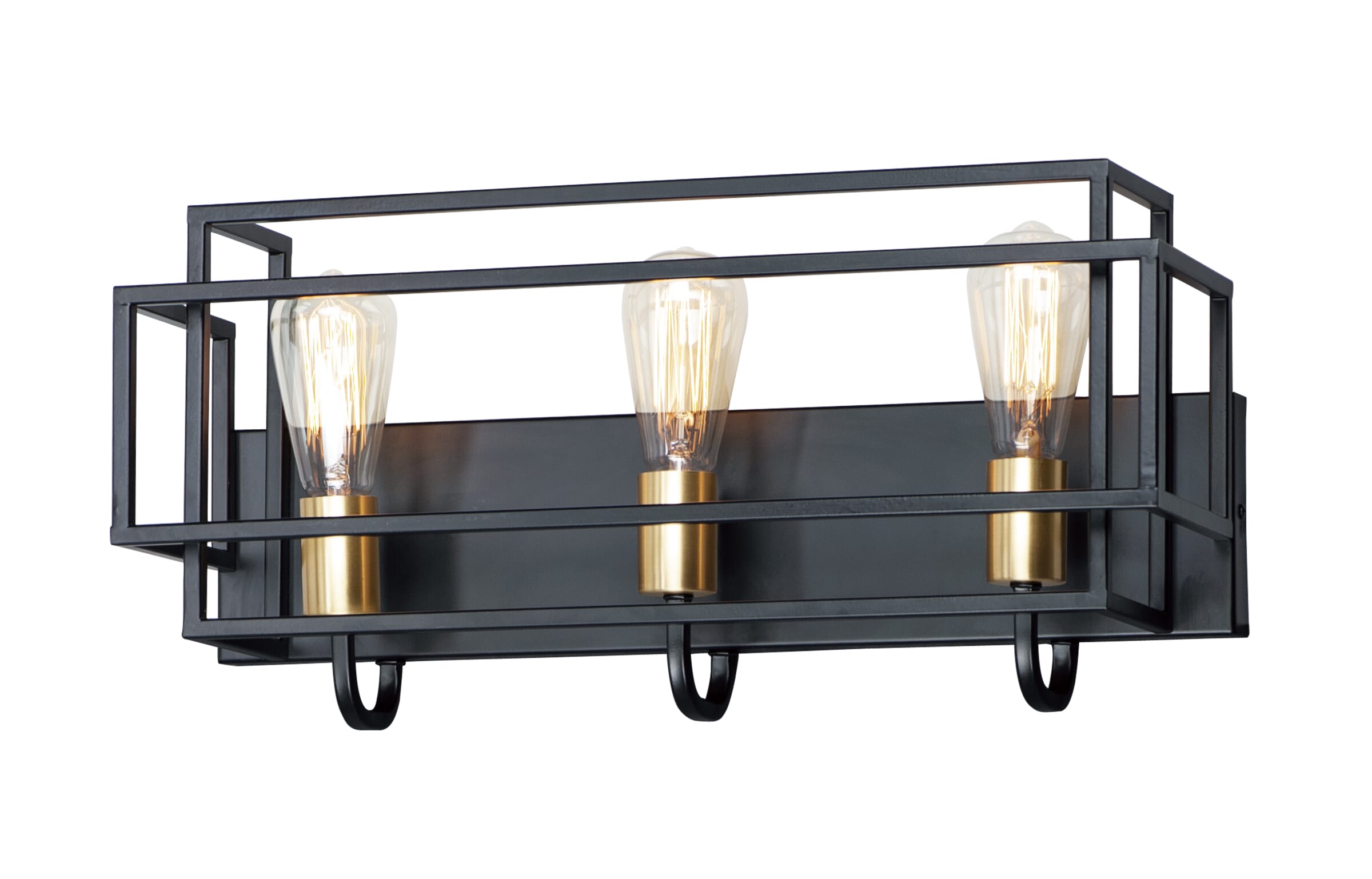 Liner 21.25" 3-Light Bathroom Vanity Light in Black/Satin Bra