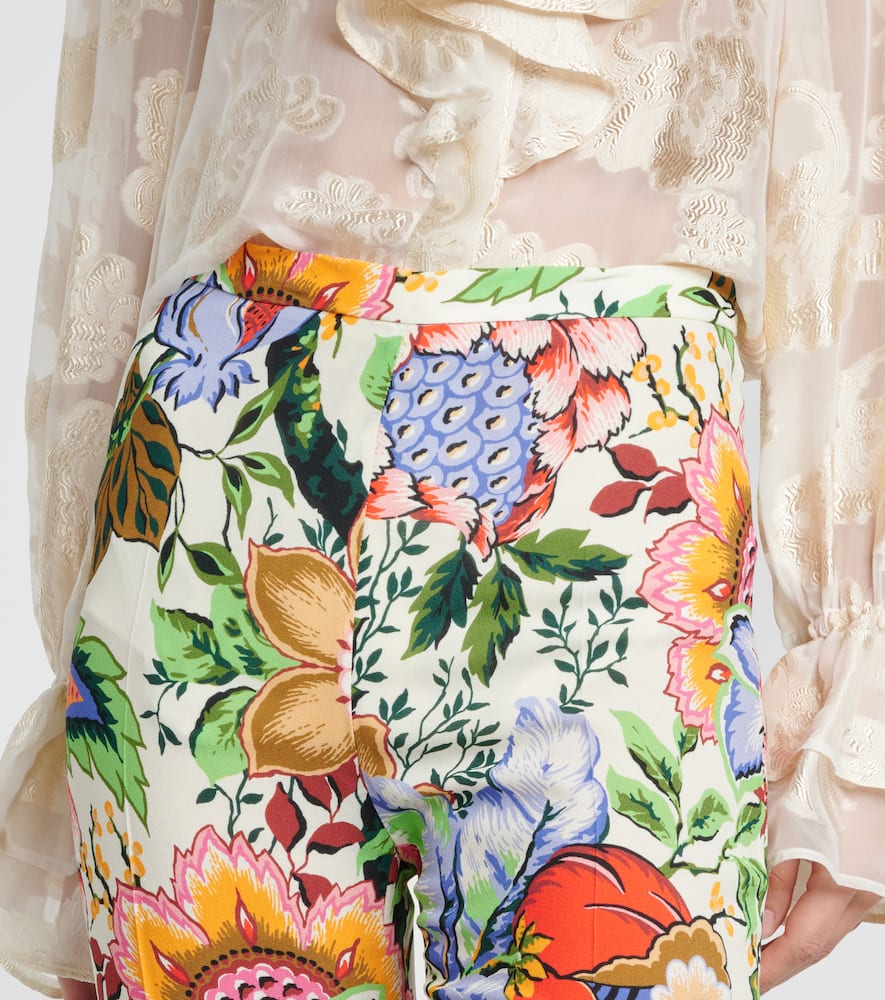 High-rise floral straight pants
