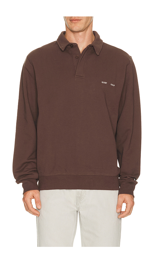 Quiet Golf Monogram Washed Rugby Sweater in Brown - Black. S also in M, L, XL/1X