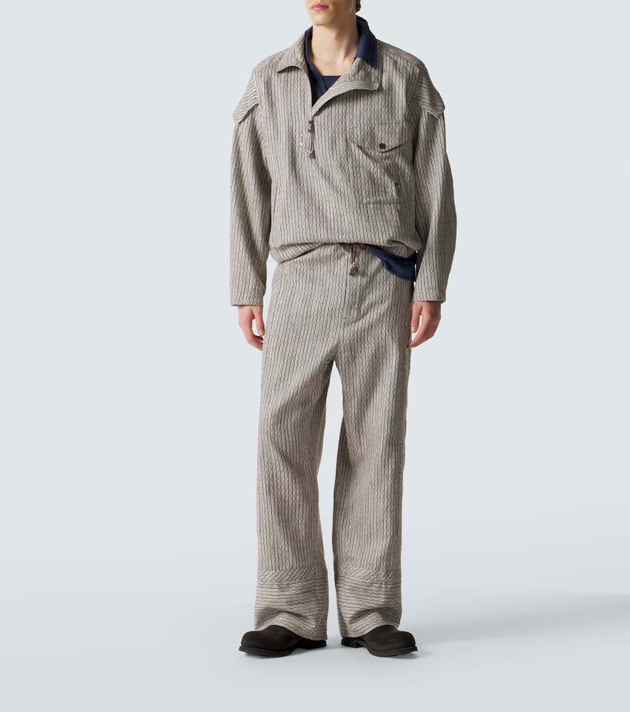Kyan cotton and linen-blend straight pants