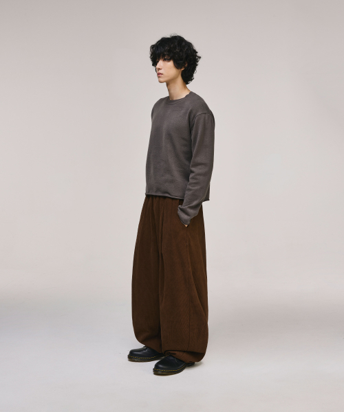 Curved Corduroy Banding Pants