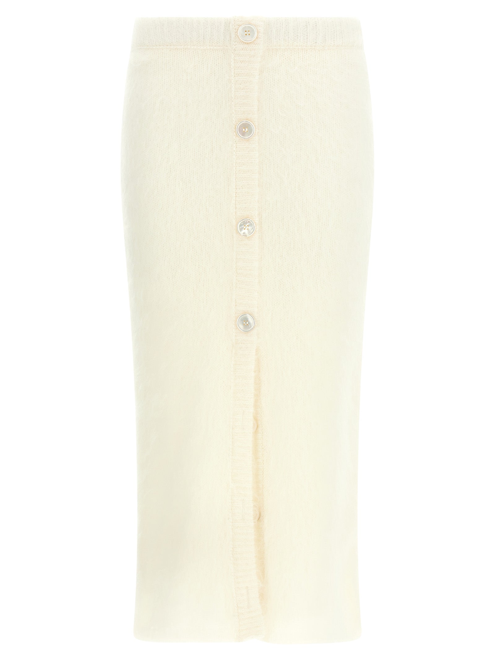 Carded Mohair Knit Skirt — White