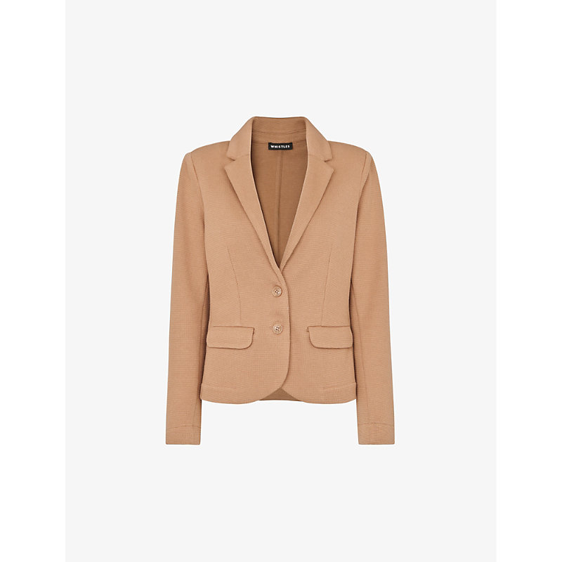 Womens Cream Slim-fit Single-breasted Cotton-jersey Jacket