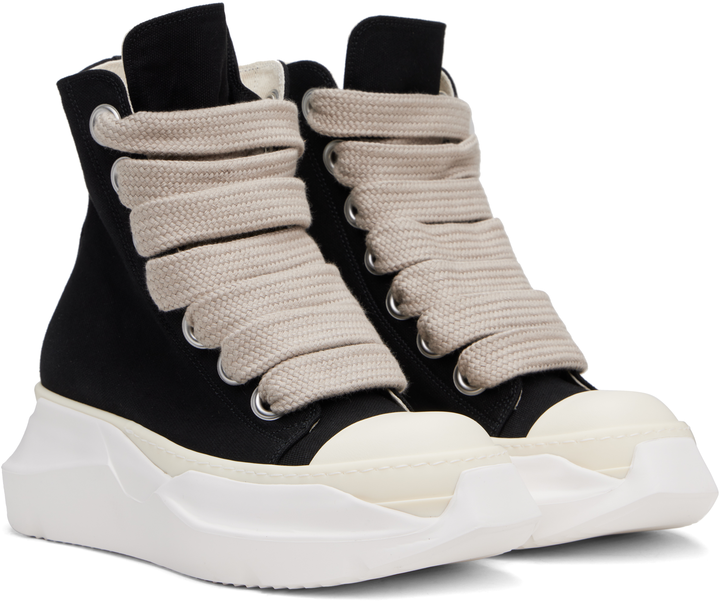 Rick Owens DRKSHDW Black Hollywood Jumbo Laces Abstract Sneaks Sneakers