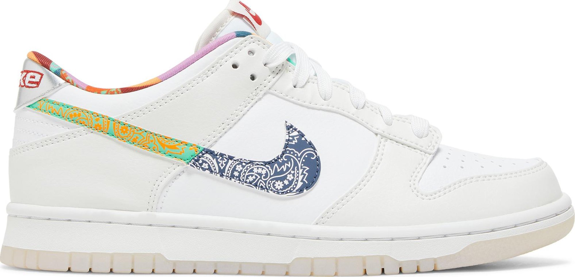 Grade School Dunk Low 'White Multi-Color Paisley' Gs Sneakers