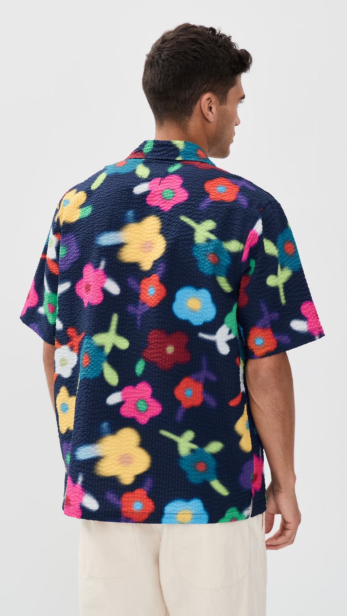 Trippy Flowers Seersucker Printed Cocktail Shirt Space