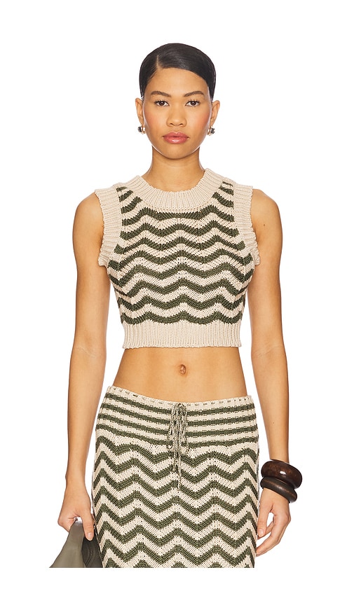Agua Bendita ÄRMELLOSES OBERTEIL EMORY in Olive,Beige. Größe M. Also in