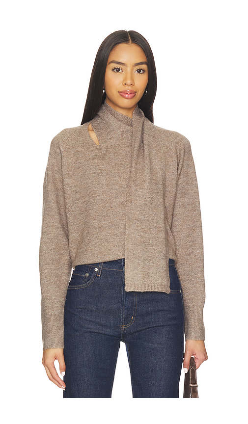 Line & Dot Billie Scarf Sweater in Taupe. - S also in L