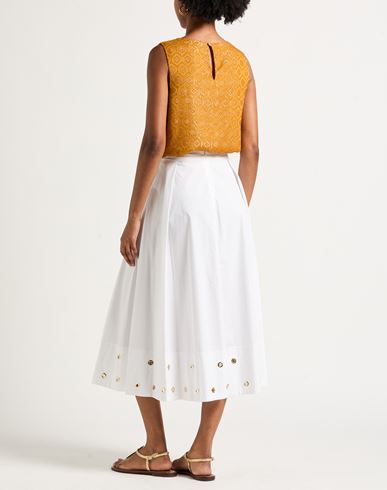Woman Midi skirt White Size 6 Cotton