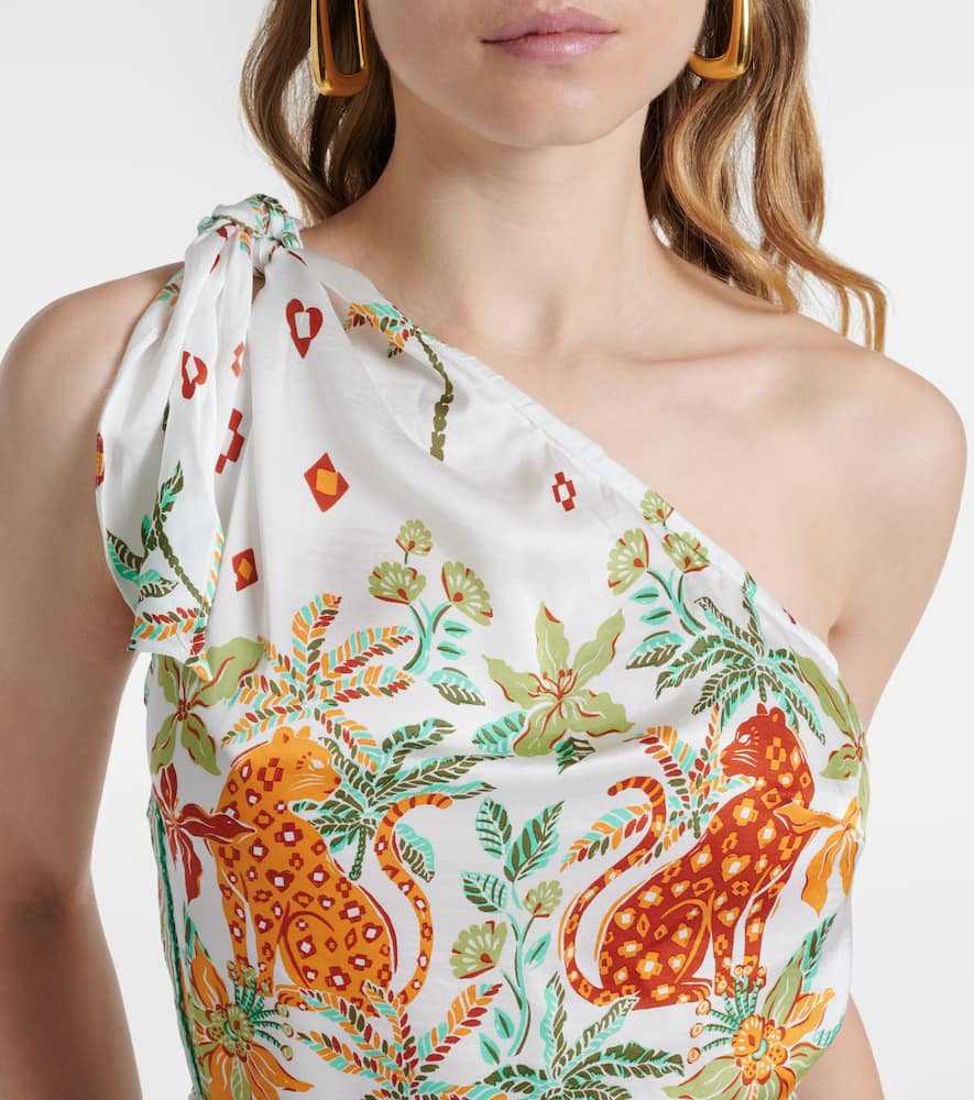 Isabelle printed one-shoulder kaftan