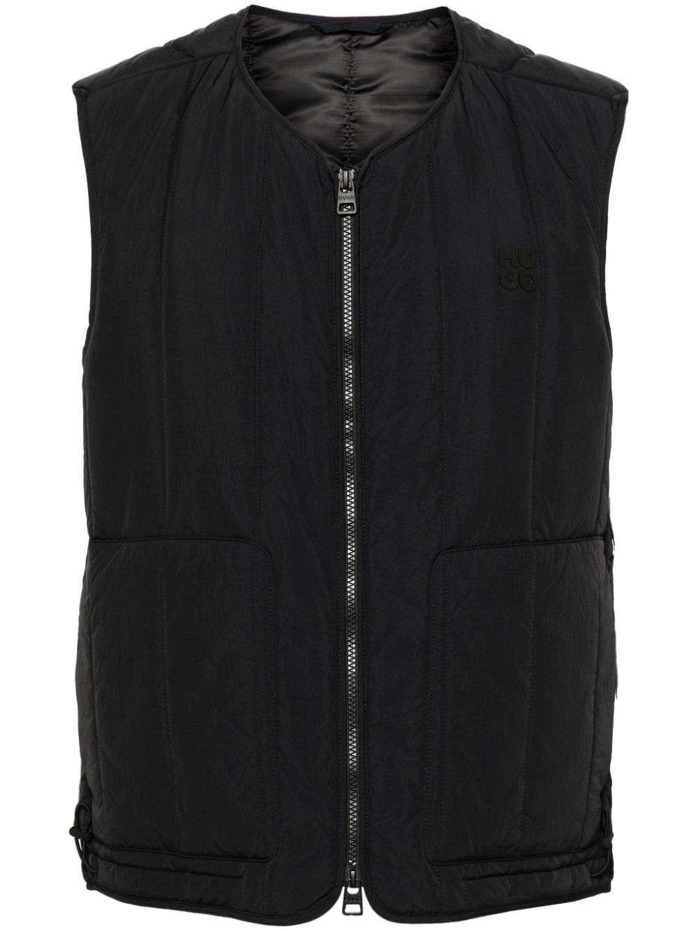 Logo-appliqué quilted gilet - Black