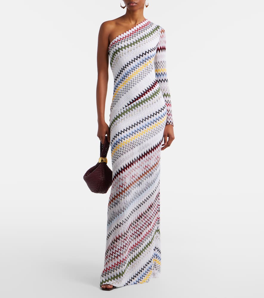 Zigzag asymmetric maxi dress