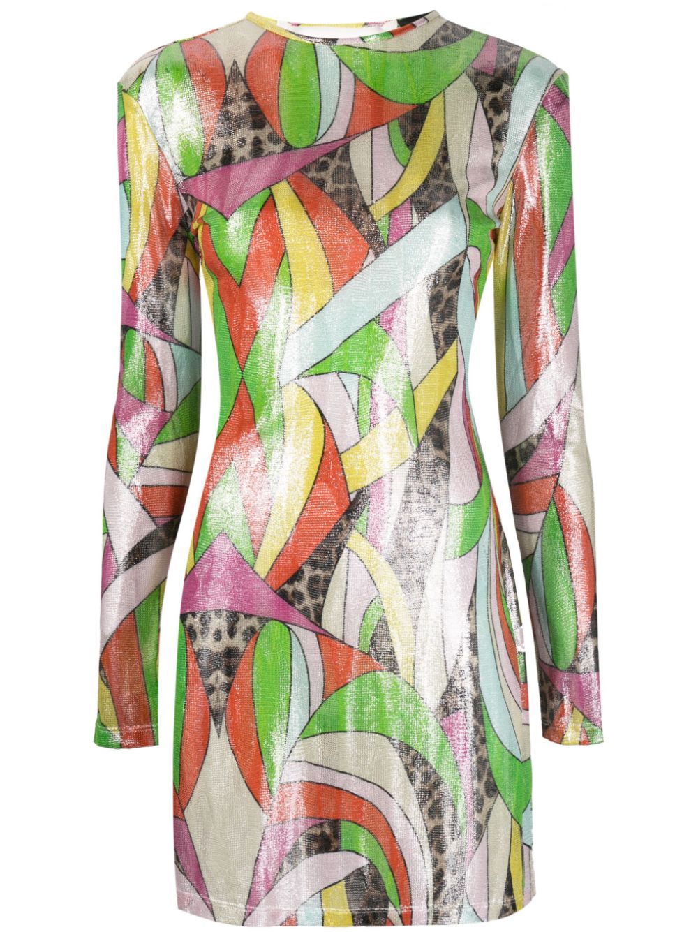 Mix-print knitted minidress - Green