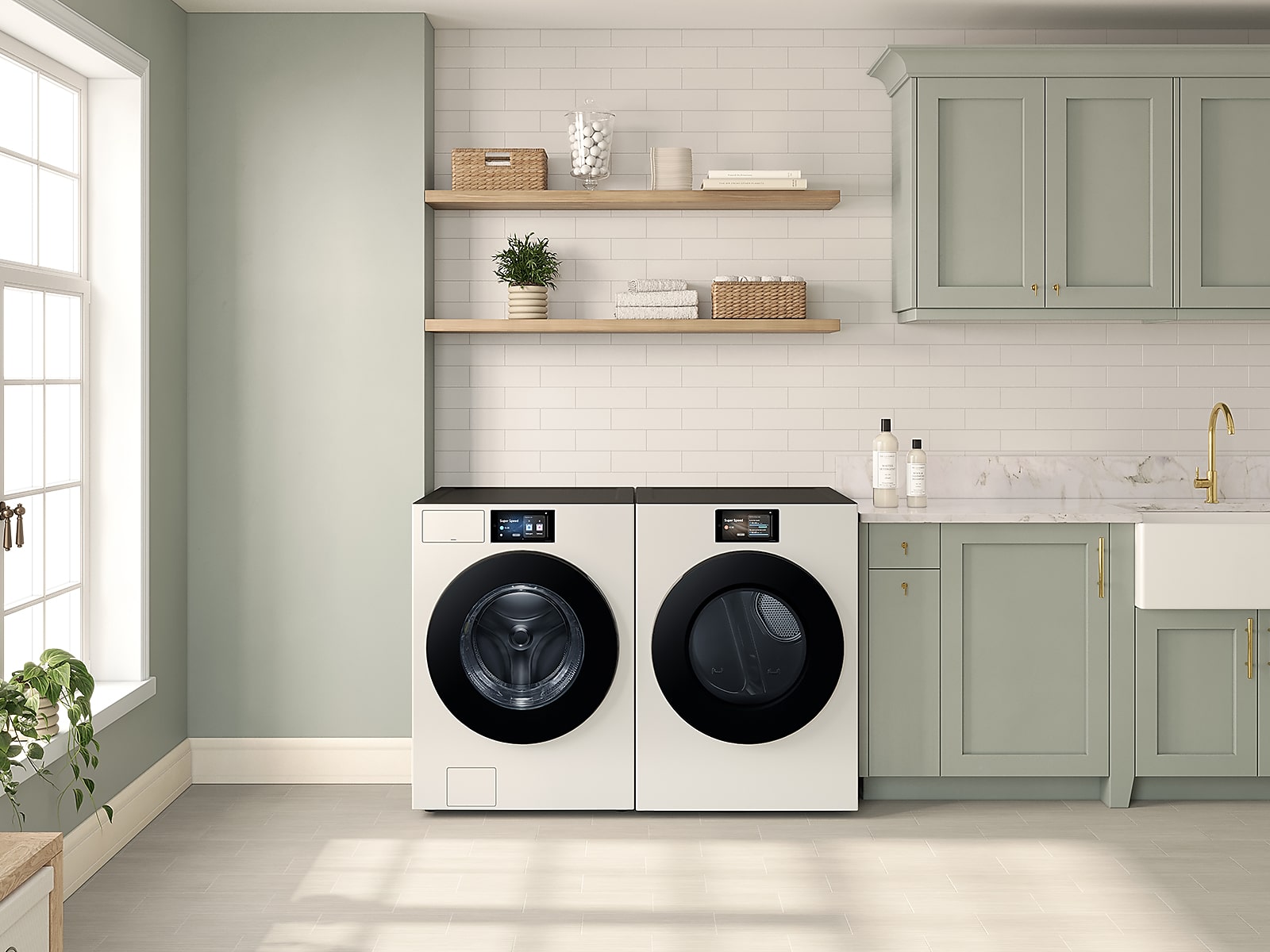 5.3 cu. ft. Bespoke AI Ultra Capacity Front Load Washer with AI Home and AI OptiWash+ in Ivory(WF90F53ADYA5)