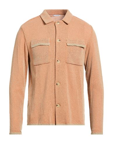 Man Cardigan Orange Size L Cotton, Acrylic