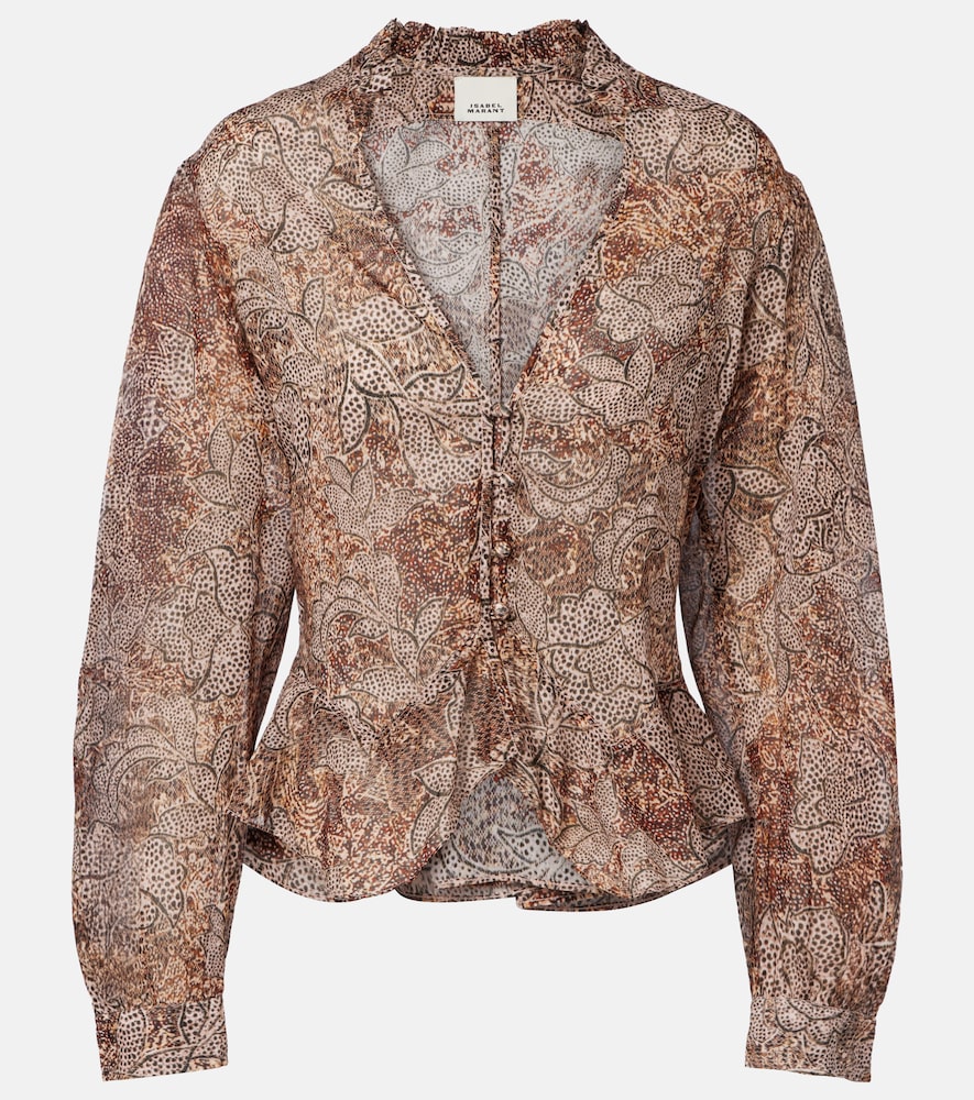 Celeny printed cotton voile blouse