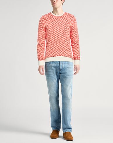 Man Sweater Orange Size 36 Cotton, Linen, Polyester