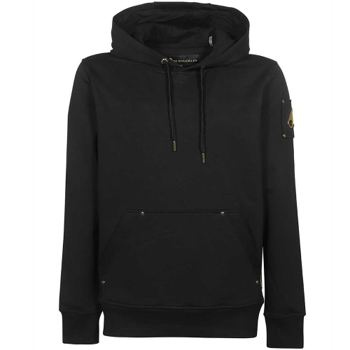 Gold-detail cotton hoodie - Black