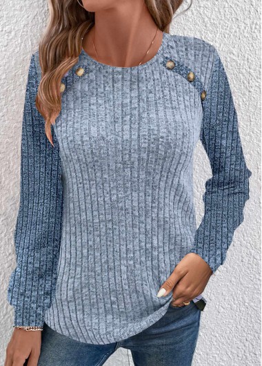 Modlily Dusty Pink Ruched Long Sleeve Round Neck Sweatshirt