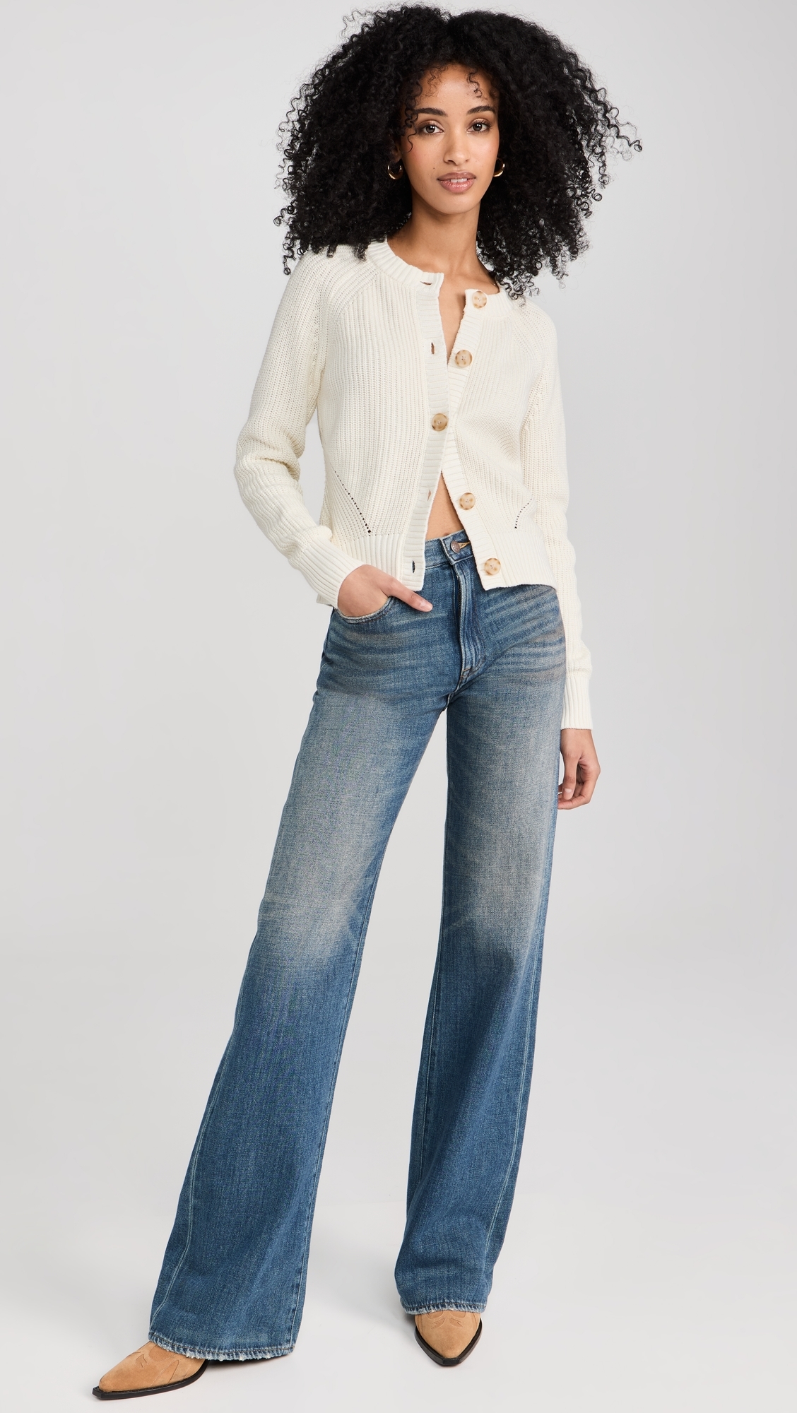 Sunwashed Fisherman Cardigan Egret