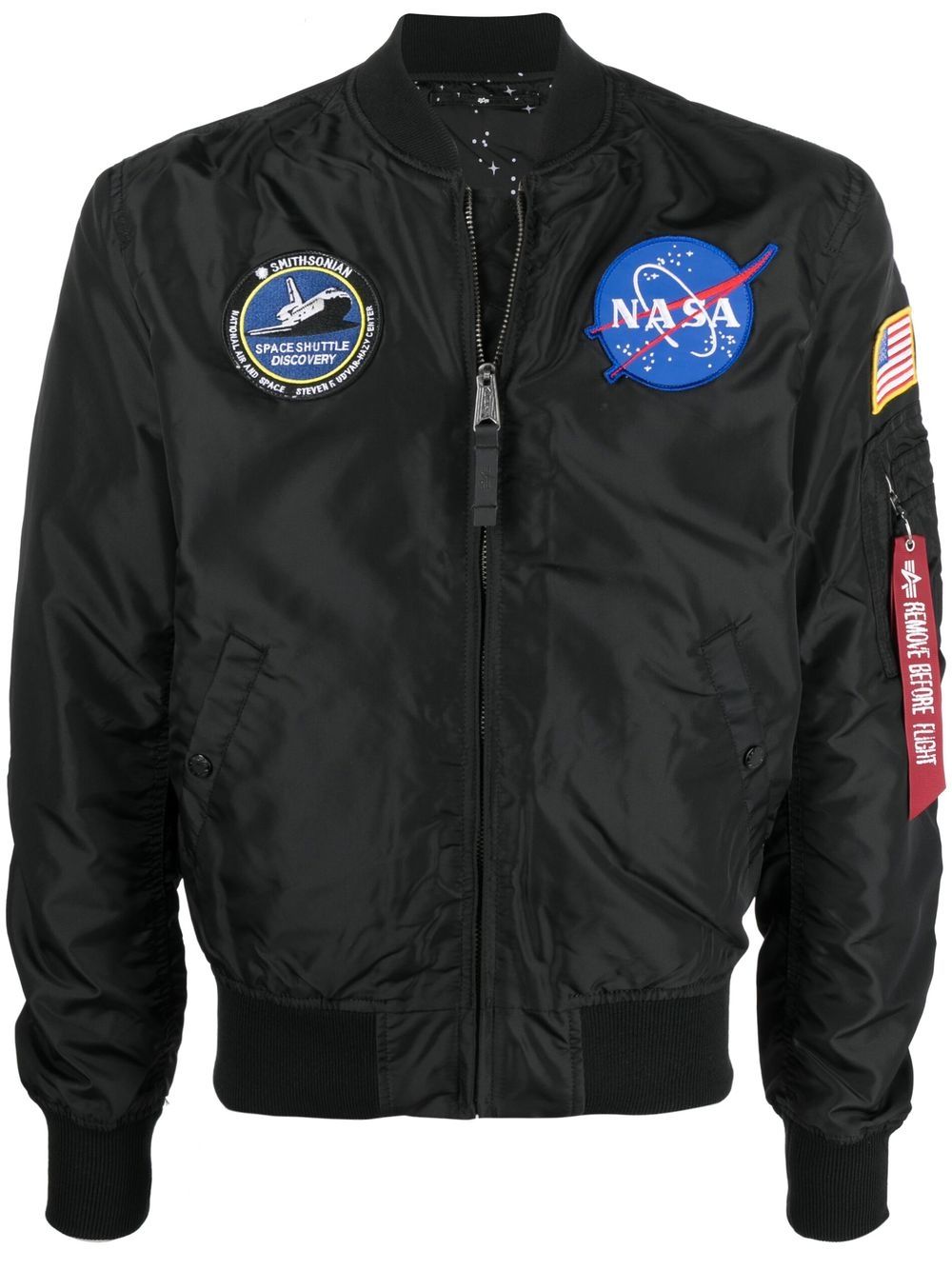 Patch detail bomber jacket - Black