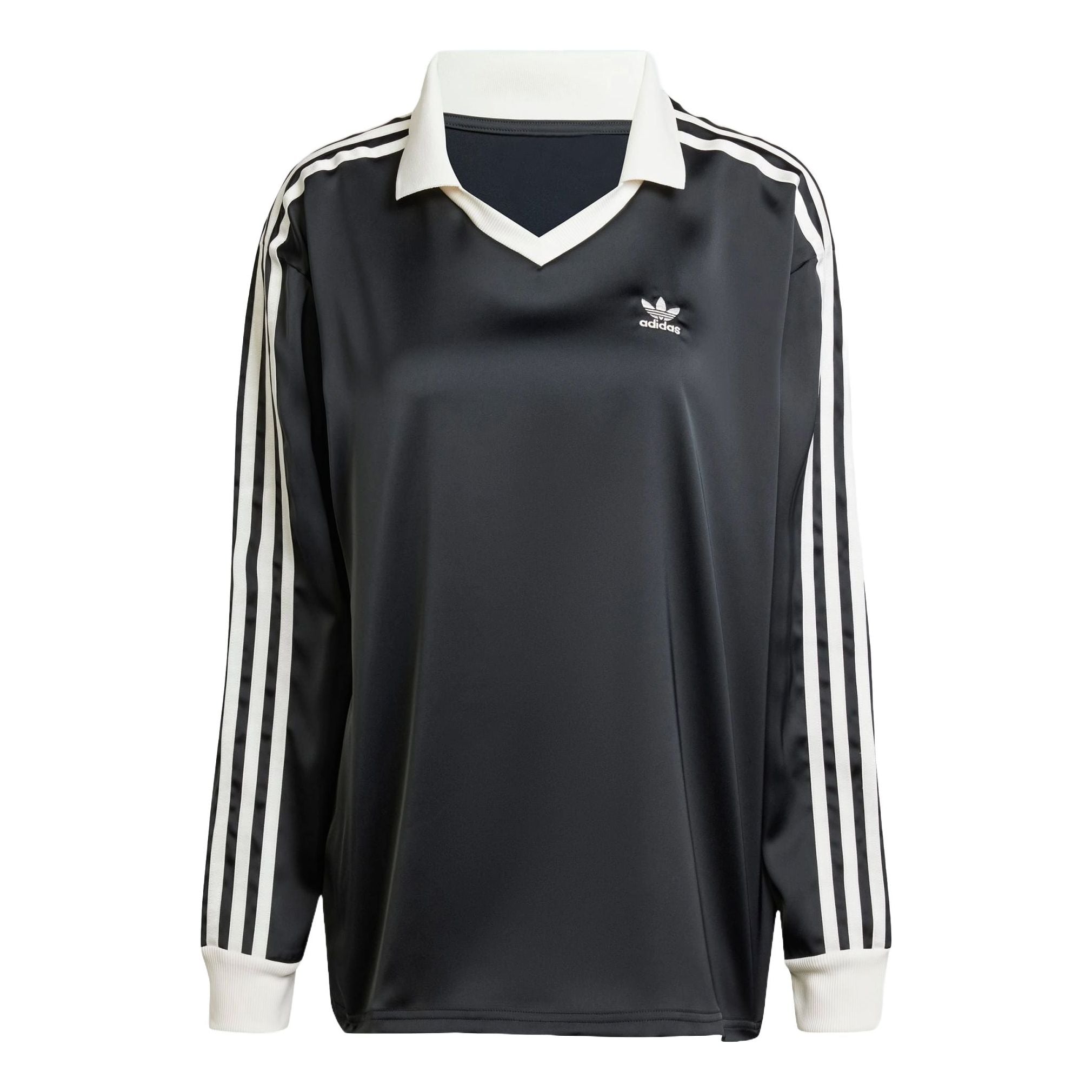(WMNS) 3-Stripes Satin Long Sleeve T-shirt Asia Sizing 'Black'